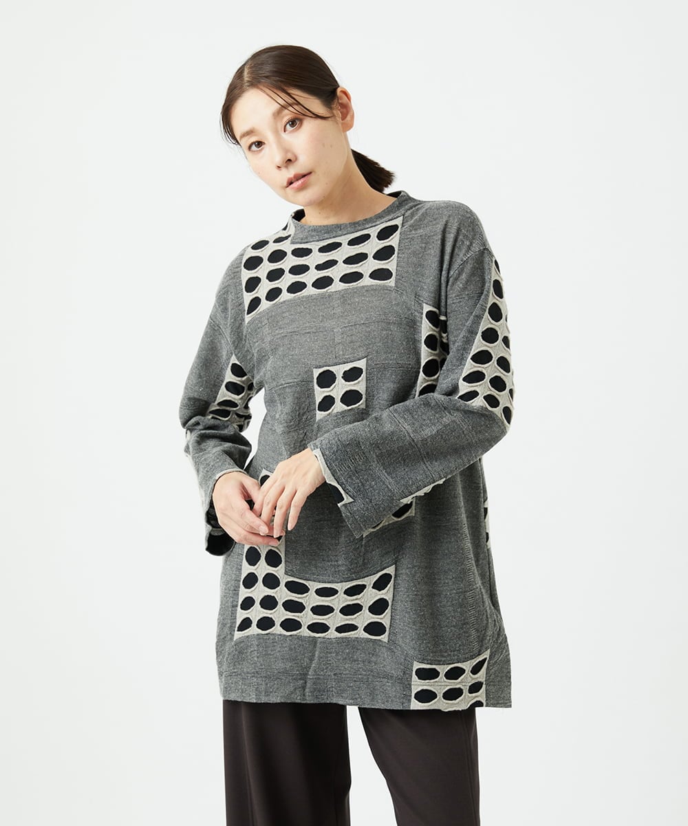 NGPAF17270 GIANNI LO GIUDICE(ジャンニ ロ ジュディチェ) [日本製]バースト水玉チュニック グレー