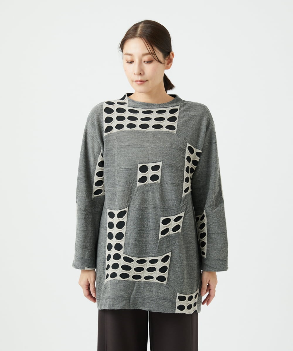 NGPAF17270 GIANNI LO GIUDICE(ジャンニ ロ ジュディチェ) [日本製]バースト水玉チュニック グレー