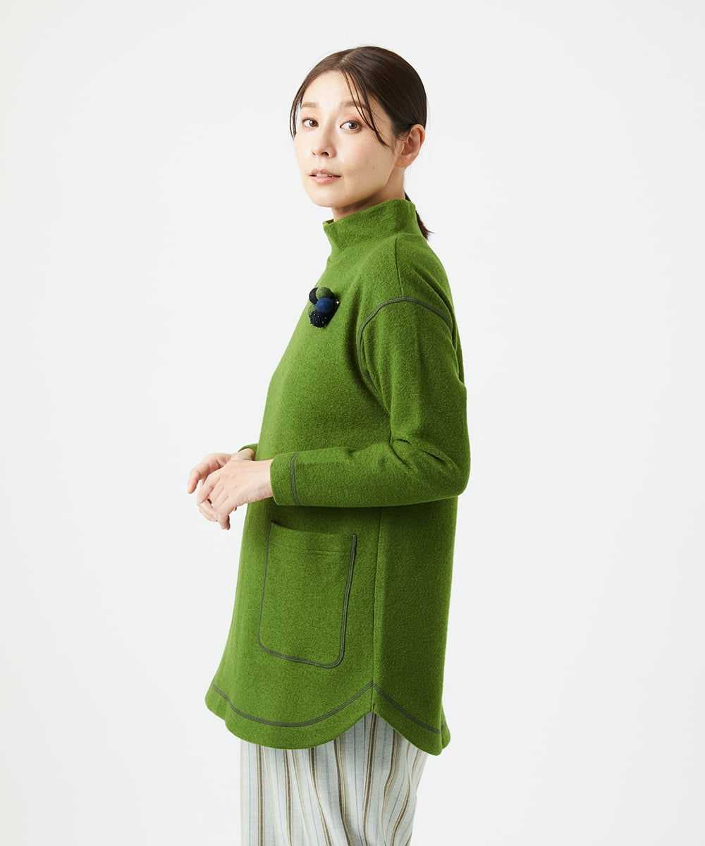 NGPAF18270 GIANNI LO GIUDICE(ジャンニ ロ ジュディチェ) [日本製]ウールマイクロループチュニック グリーン