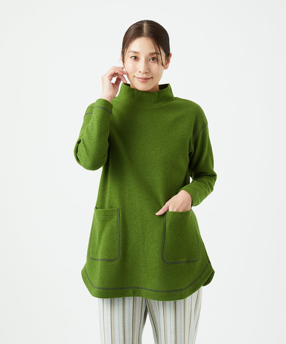 NGPAF18270 GIANNI LO GIUDICE(ジャンニ ロ ジュディチェ) [日本製]ウールマイクロループチュニック グリーン