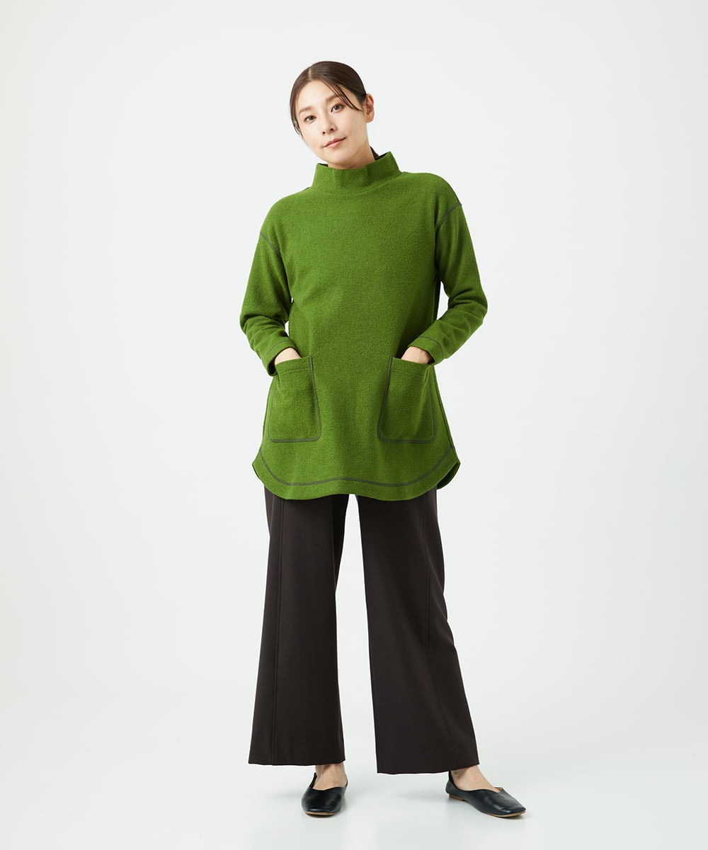 NGPAF18270 GIANNI LO GIUDICE(ジャンニ ロ ジュディチェ) [日本製]ウールマイクロループチュニック グリーン