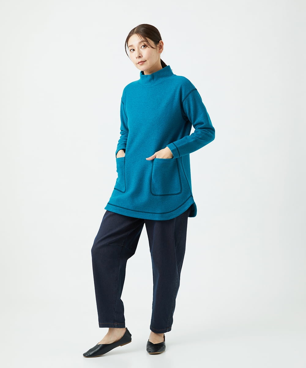 NGPAF18270 GIANNI LO GIUDICE(ジャンニ ロ ジュディチェ) [日本製]ウールマイクロループチュニック ブルー