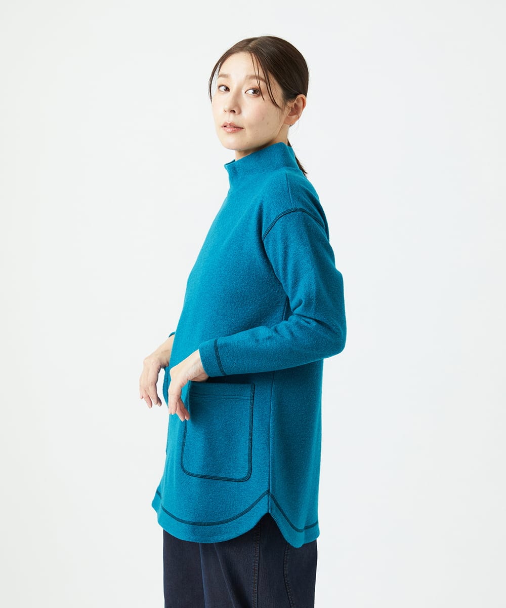 NGPAF18270 GIANNI LO GIUDICE(ジャンニ ロ ジュディチェ) [日本製]ウールマイクロループチュニック ブルー