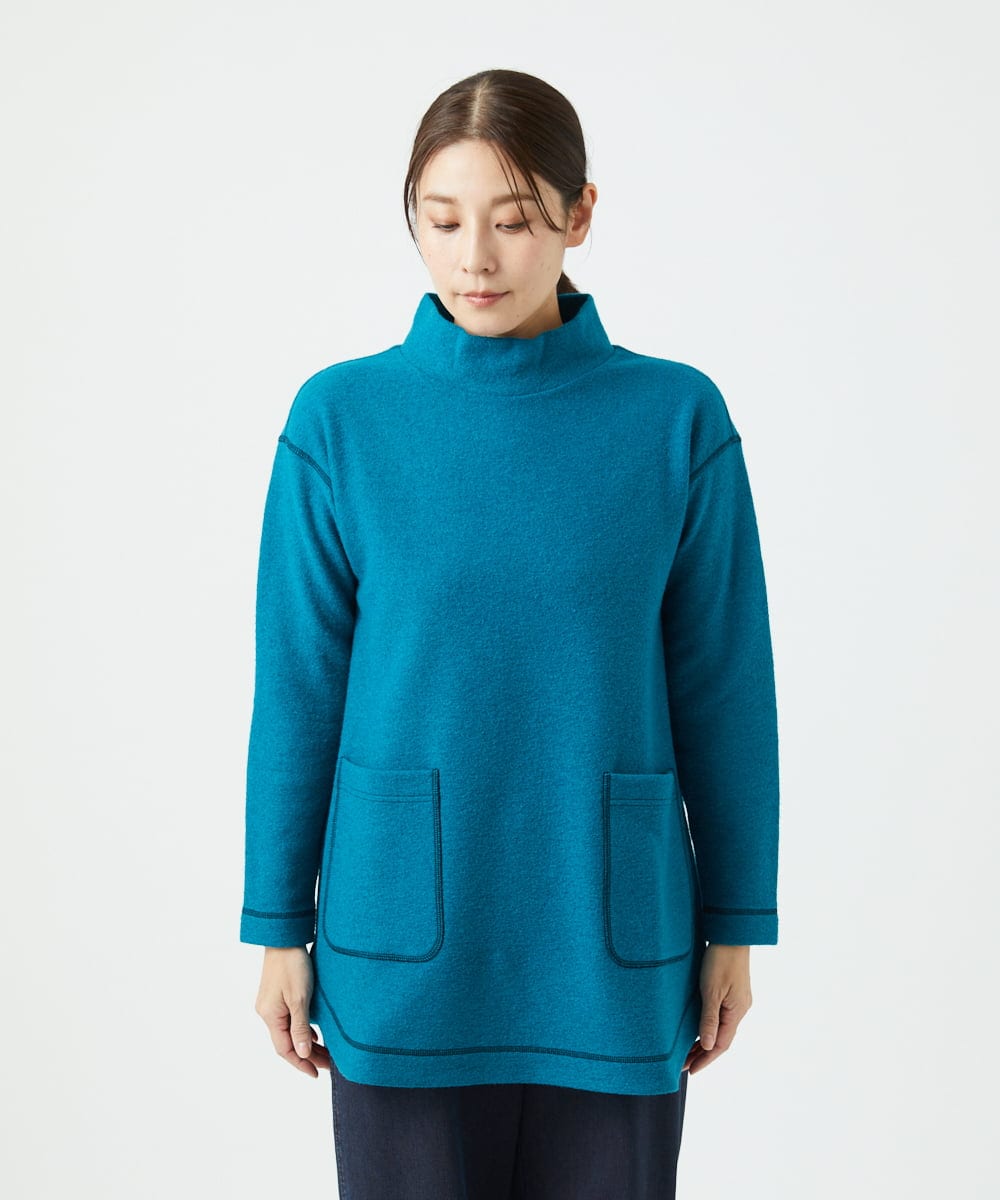 NGPAF18270 GIANNI LO GIUDICE(ジャンニ ロ ジュディチェ) [日本製]ウールマイクロループチュニック ブルー