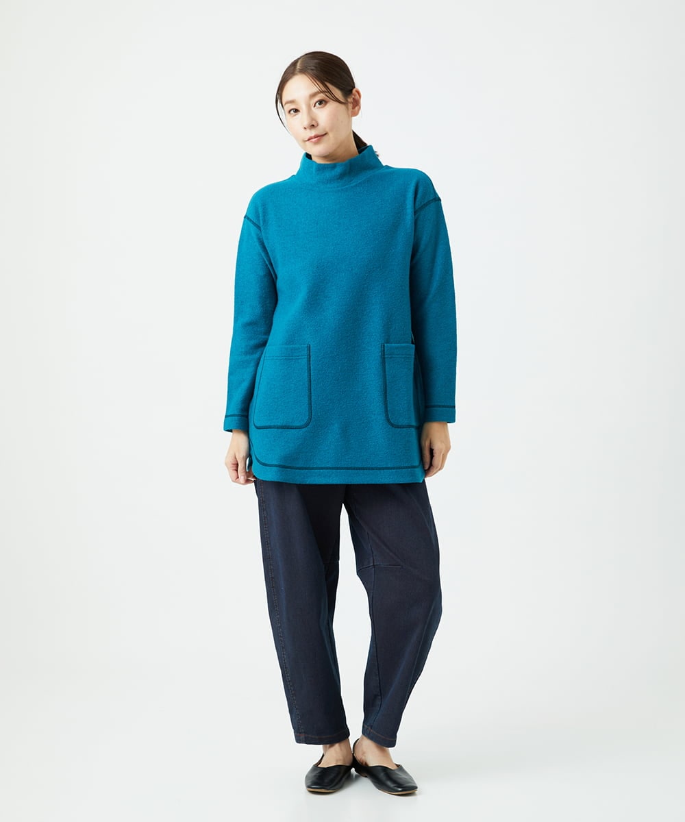 NGPAF18270 GIANNI LO GIUDICE(ジャンニ ロ ジュディチェ) [日本製]ウールマイクロループチュニック ブルー