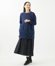 NGPCA10290 GIANNI LO GIUDICE(ジャンニ ロ ジュディチェ) [洗える・日本製]デニムドットプリントチュニックカットソー ネイビー