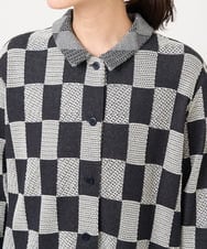 NGPEW10390 GIANNI LO GIUDICE(ジャンニ ロ ジュディチェ) [洗える]ブロックチェック柄ジャガードロングカーディガン ブラック
