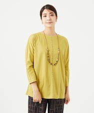 NGPGA52260 GIANNI LO GIUDICE(ジャンニ ロ ジュディチェ) [洗える]アンチスウェットステッチ刺繍チュニックカットソー イエロー