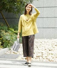 NGPGA52260 GIANNI LO GIUDICE(ジャンニ ロ ジュディチェ) [洗える]アンチスウェットステッチ刺繍チュニックカットソー イエロー