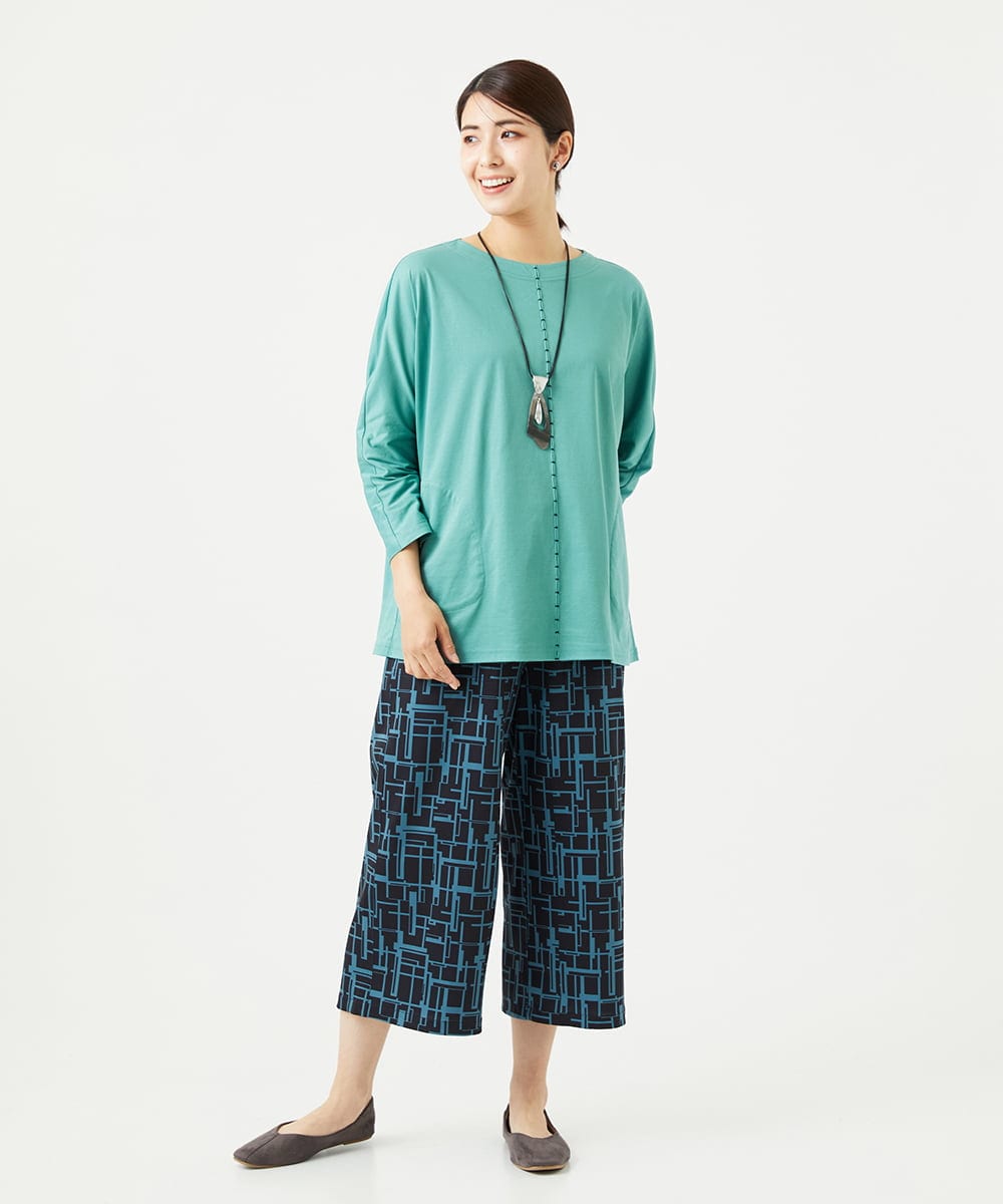 NGPGA52260 GIANNI LO GIUDICE(ジャンニ ロ ジュディチェ) [洗える]アンチスウェットステッチ刺繍チュニックカットソー ライトグリーン