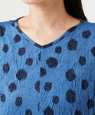 NGPHA11330 GIANNI LO GIUDICE(ジャンニ ロ ジュディチェ) [洗える・日本製]麻混ドットワッシャージャガードワンピース ブルー