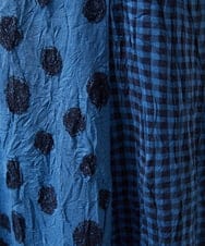 NGPHA11330 GIANNI LO GIUDICE(ジャンニ ロ ジュディチェ) [洗える・日本製]麻混ドットワッシャージャガードワンピース ブルー