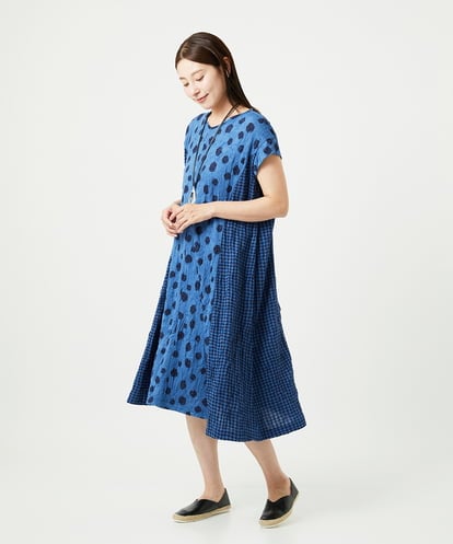 NGPHA11330 GIANNI LO GIUDICE [洗える・日本製]麻混ドットワッシャージャガードワンピース