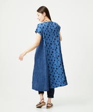 NGPHA11330 GIANNI LO GIUDICE(ジャンニ ロ ジュディチェ) [洗える・日本製]麻混ドットワッシャージャガードワンピース ブルー