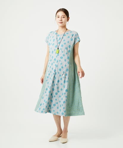 NGPHA11330 GIANNI LO GIUDICE [洗える・日本製]麻混ドットワッシャージャガードワンピース