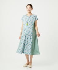 NGPHA11330 GIANNI LO GIUDICE(ジャンニ ロ ジュディチェ) [洗える・日本製]麻混ドットワッシャージャガードワンピース ライトグレー