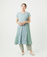 NGPHA11330 GIANNI LO GIUDICE(ジャンニ ロ ジュディチェ) [洗える・日本製]麻混ドットワッシャージャガードワンピース ライトグレー