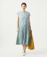 NGPHA11330 GIANNI LO GIUDICE(ジャンニ ロ ジュディチェ) [洗える・日本製]麻混ドットワッシャージャガードワンピース ライトグレー