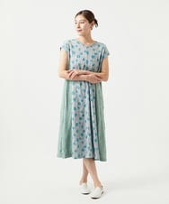 NGPHA11330 GIANNI LO GIUDICE(ジャンニ ロ ジュディチェ) [洗える・日本製]麻混ドットワッシャージャガードワンピース ライトグレー
