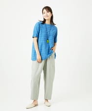 NGPHB34200 GIANNI LO GIUDICE(ジャンニ ロ ジュディチェ) [洗える]タックジャガードチュニックカットソー ブルー