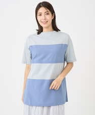 NGPHC22270 GIANNI LO GIUDICE(ジャンニ ロ ジュディチェ) [洗える・日本製]ドッキングコットン天竺チュニックカットソー ブルー