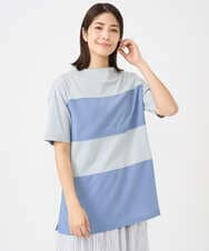 NGPHC22270 GIANNI LO GIUDICE(ジャンニ ロ ジュディチェ) [洗える・日本製]ドッキングコットン天竺チュニックカットソー ブルー