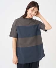 NGPHC22270 GIANNI LO GIUDICE(ジャンニ ロ ジュディチェ) [洗える・日本製]ドッキングコットン天竺チュニックカットソー ダークグレー