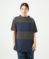 NGPHC22270 GIANNI LO GIUDICE(ジャンニ ロ ジュディチェ) [洗える・日本製]ドッキングコットン天竺チュニックカットソー ダークグレー
