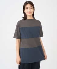 NGPHC22270 GIANNI LO GIUDICE(ジャンニ ロ ジュディチェ) [洗える・日本製]ドッキングコットン天竺チュニックカットソー ダークグレー