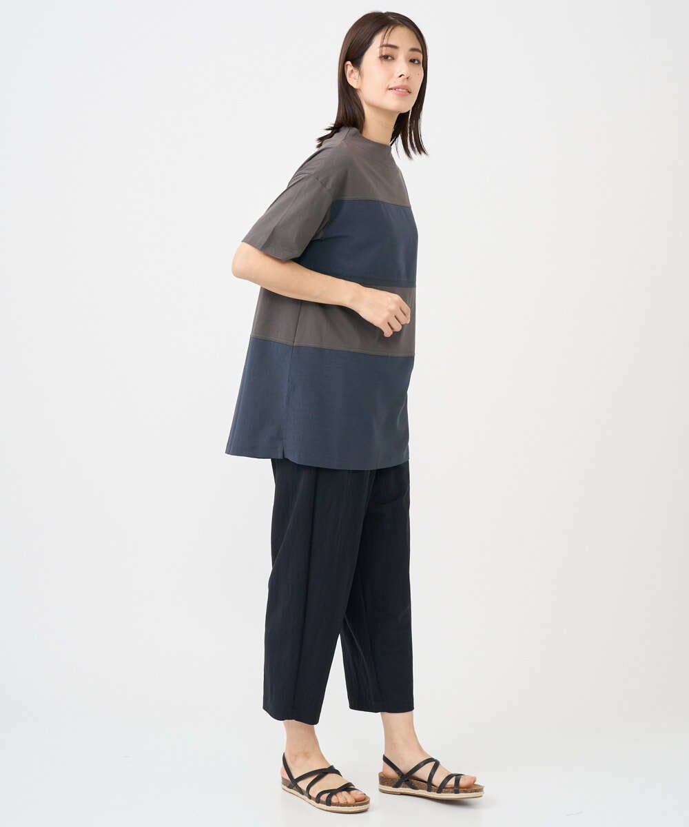 NGPHC22270 GIANNI LO GIUDICE(ジャンニ ロ ジュディチェ) [洗える・日本製]ドッキングコットン天竺チュニックカットソー ダークグレー