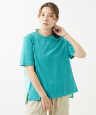 NGPHW01170 GIANNI LO GIUDICE(ジャンニ ロ ジュディチェ) [洗える]コットン天竺ボーダーチュニックカットソー ブルーグリーン