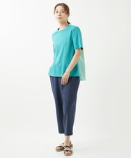 NGPHW01170 GIANNI LO GIUDICE(ジャンニ ロ ジュディチェ) [洗える]コットン天竺ボーダーチュニックカットソー ブルーグリーン