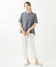 NGPHW01170 GIANNI LO GIUDICE(ジャンニ ロ ジュディチェ) [洗える]コットン天竺ボーダーチュニックカットソー ダークグレー