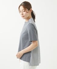NGPHW01170 GIANNI LO GIUDICE(ジャンニ ロ ジュディチェ) [洗える]コットン天竺ボーダーチュニックカットソー ダークグレー