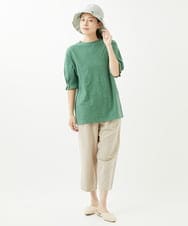NGPHW10130 GIANNI LO GIUDICE(ジャンニ ロ ジュディチェ) [洗える]フラワージャガードカットソーチュニック グリーン