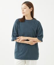 NGPHW10130 GIANNI LO GIUDICE(ジャンニ ロ ジュディチェ) [洗える]フラワージャガードカットソーチュニック ネイビー