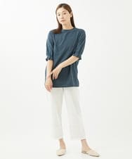 NGPHW10130 GIANNI LO GIUDICE(ジャンニ ロ ジュディチェ) [洗える]フラワージャガードカットソーチュニック ネイビー