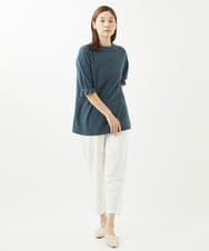 NGPHW10130 GIANNI LO GIUDICE(ジャンニ ロ ジュディチェ) [洗える]フラワージャガードカットソーチュニック ネイビー
