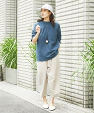NGPHW10130 GIANNI LO GIUDICE(ジャンニ ロ ジュディチェ) [洗える]フラワージャガードカットソーチュニック ネイビー
