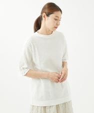 NGPHW10130 GIANNI LO GIUDICE(ジャンニ ロ ジュディチェ) [洗える]フラワージャガードカットソーチュニック ホワイト