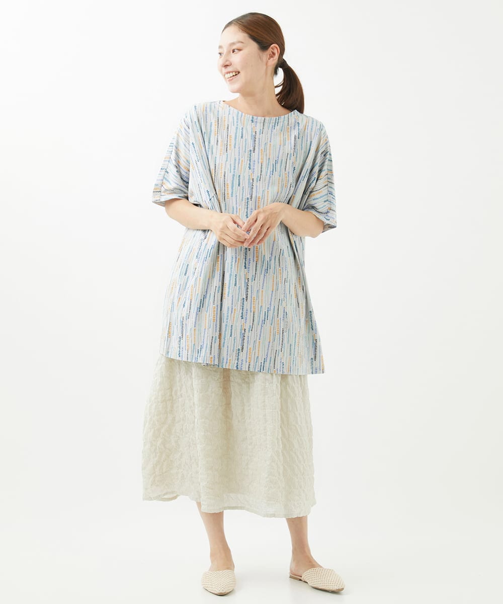 NGPHW11160 GIANNI LO GIUDICE(ジャンニ ロ ジュディチェ) [洗える]テンテン柄プリントカットソーチュニック ライトグレー