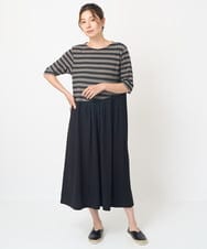 NGPHW22250 GIANNI LO GIUDICE(ジャンニ ロ ジュディチェ) [洗える]天竺ボーダーワンピース ブラック