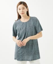 NGPHX31160 GIANNI LO GIUDICE(ジャンニ ロ ジュディチェ) [洗える]ミニチェックプリントチュニックカットソー ライトブルー