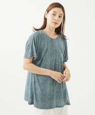 NGPHX31160 GIANNI LO GIUDICE(ジャンニ ロ ジュディチェ) [洗える]ミニチェックプリントチュニックカットソー ライトブルー