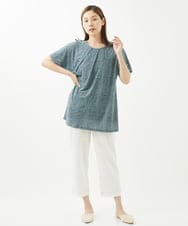 NGPHX31160 GIANNI LO GIUDICE(ジャンニ ロ ジュディチェ) [洗える]ミニチェックプリントチュニックカットソー ライトブルー