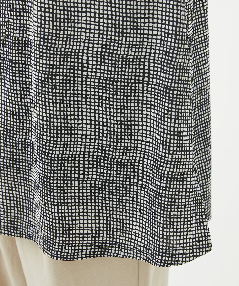 NGPHX31160 GIANNI LO GIUDICE(ジャンニ ロ ジュディチェ) [洗える]ミニチェックプリントチュニックカットソー ブラック