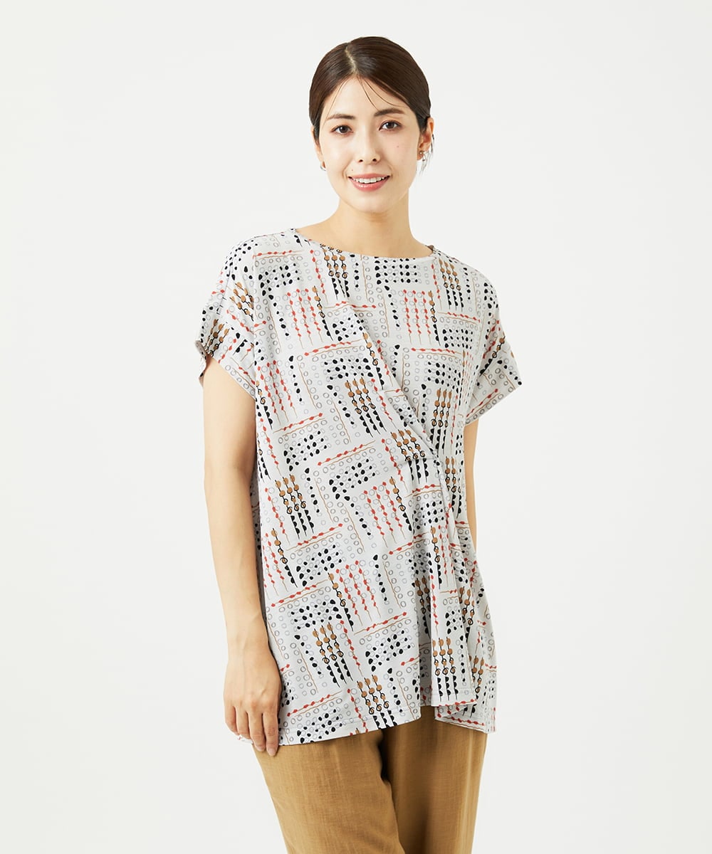 NGPJB01220 GIANNI LO GIUDICE [接触冷感・洗える]ラインドットプリントチュニック