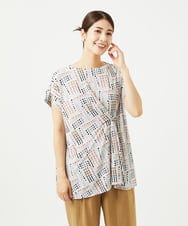 NGPJB01220 GIANNI LO GIUDICE(ジャンニ ロ ジュディチェ) [接触冷感・洗える]ラインドットプリントチュニック オレンジ