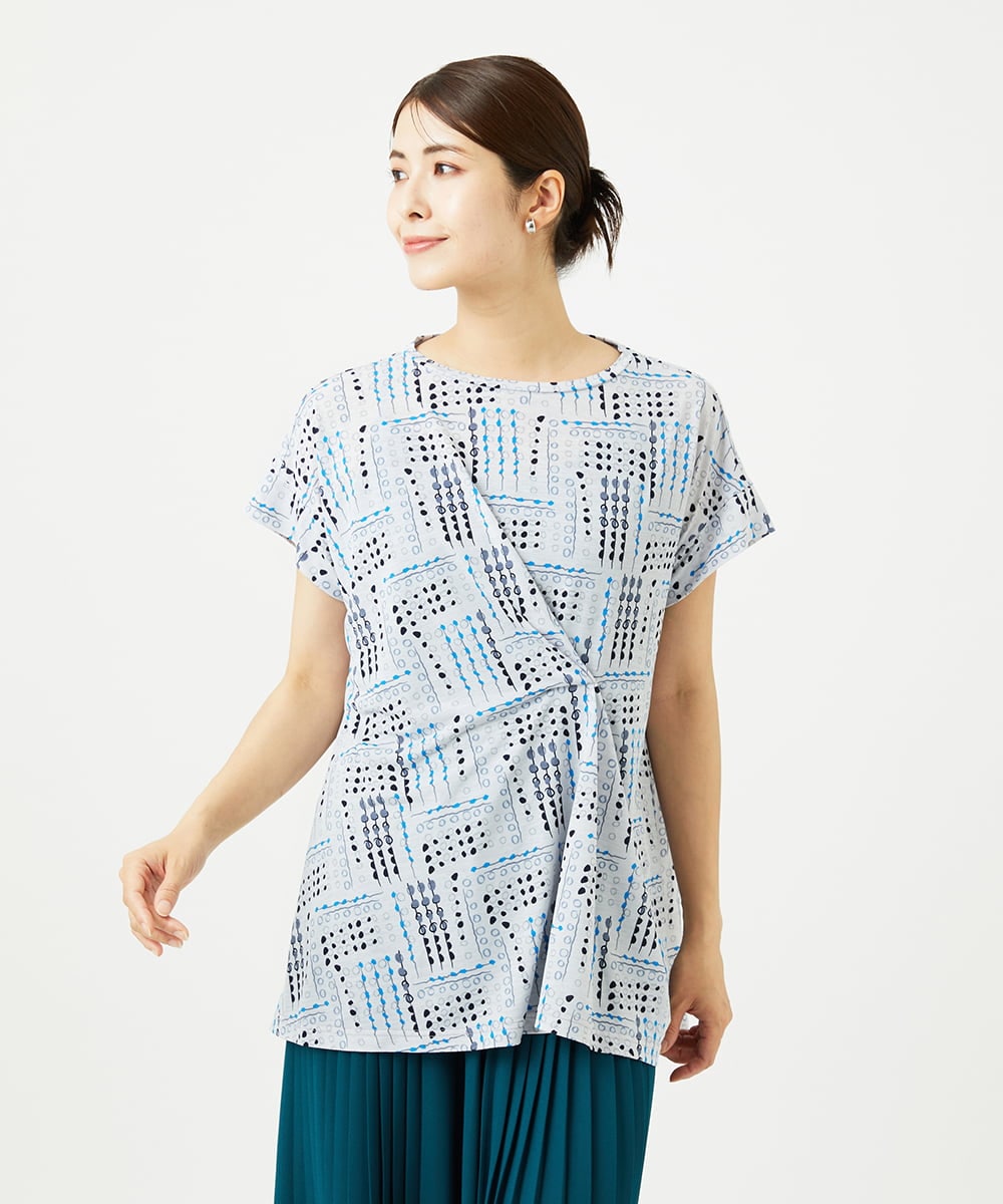 NGPJB01220 GIANNI LO GIUDICE [接触冷感・洗える]ラインドットプリントチュニック