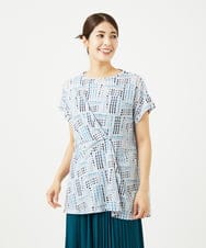 NGPJB01220 GIANNI LO GIUDICE(ジャンニ ロ ジュディチェ) [接触冷感・洗える]ラインドットプリントチュニック ブルー